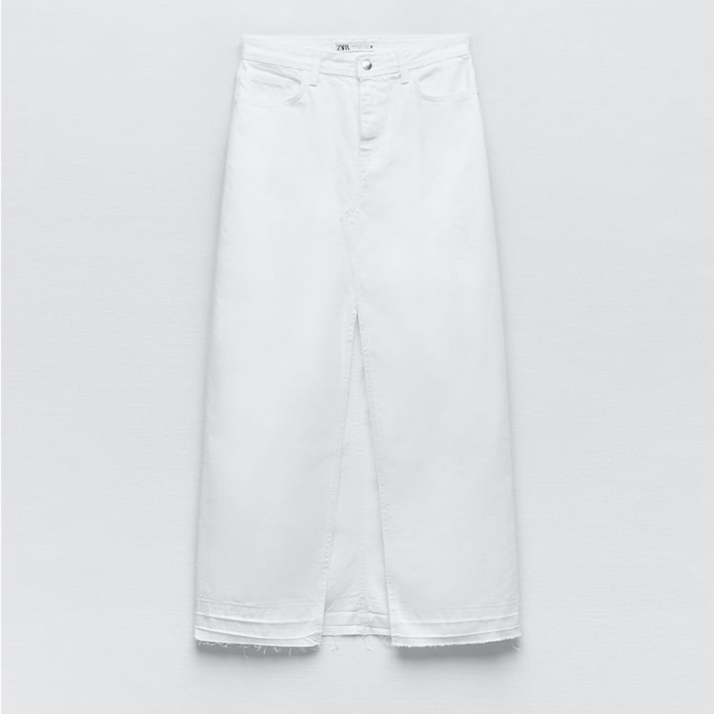 ZARA NWT White Denim Maxi Skirt Womens Size XS